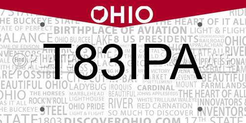 T83IPA Ohio License Plate