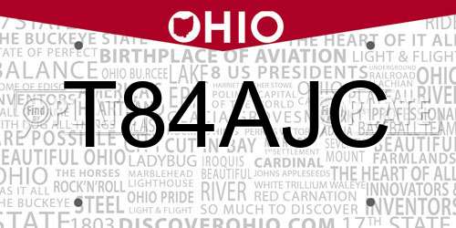T84AJC Ohio License Plate
