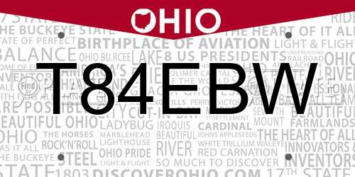 T84EBW Ohio License Plate