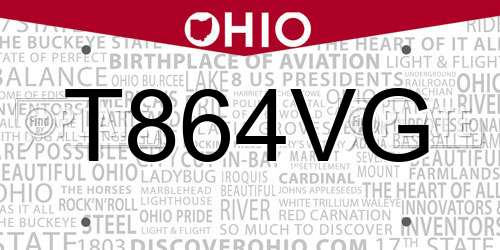 T864VG Ohio License Plate