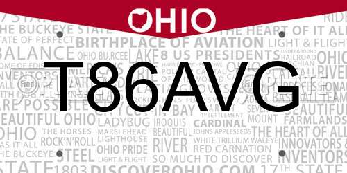 T86AVG Ohio License Plate