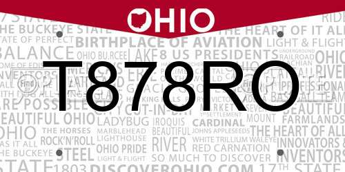T878RO Ohio License Plate
