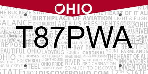T87PWA Ohio License Plate