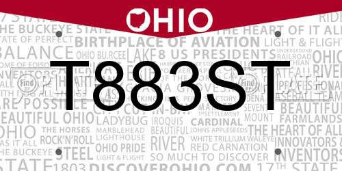 T883ST Ohio License Plate