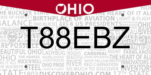 T88EBZ Ohio License Plate