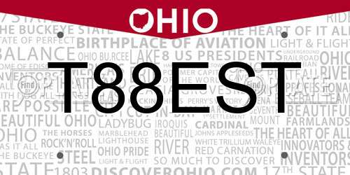 T88EST Ohio License Plate