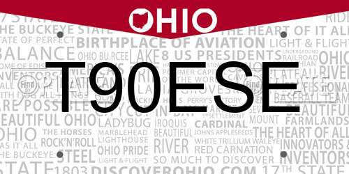 T90ESE Ohio License Plate