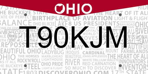 T90KJM Ohio License Plate