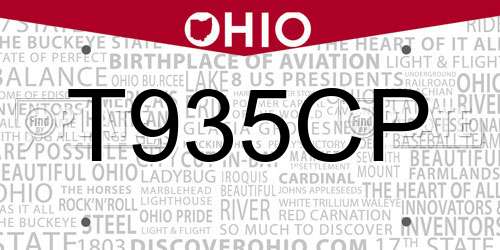 T935CP Ohio License Plate