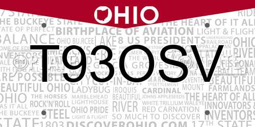 T93OSV Ohio License Plate