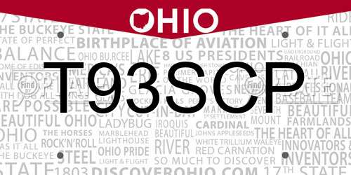 T93SCP Ohio License Plate