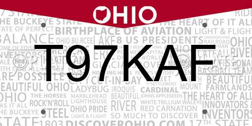 T97KAF Ohio License Plate