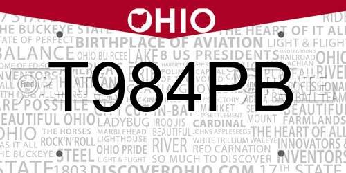 T984PB Ohio License Plate