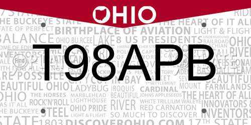 T98APB Ohio License Plate