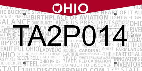 TA2P014 Ohio License Plate