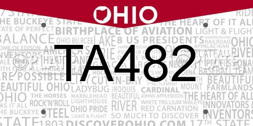 TA482 Ohio License Plate