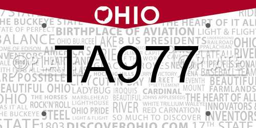 TA977 Ohio License Plate