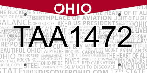 TAA1472 Ohio License Plate