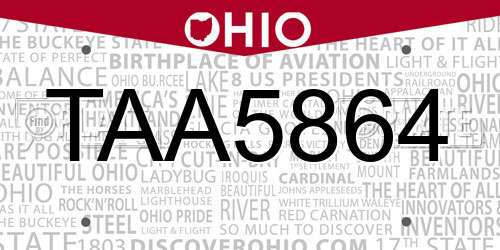 TAA5864 Ohio License Plate