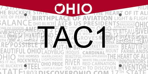 TAC1 Ohio License Plate