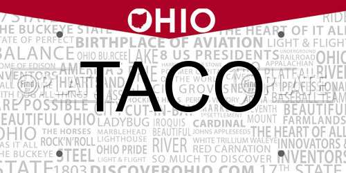 TACO Ohio License Plate