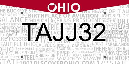 TAJJ32 Ohio License Plate