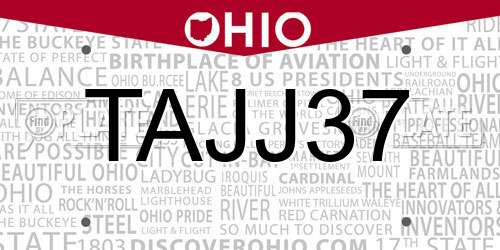 TAJJ37 Ohio License Plate
