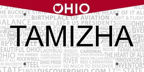 TAMIZHA Ohio License Plate