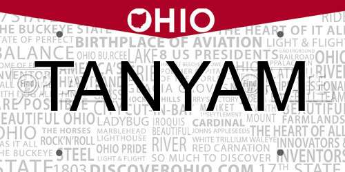 TANYAM Ohio License Plate