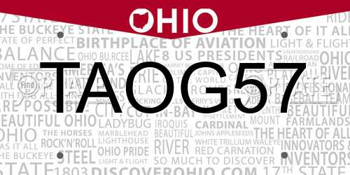 TAOG57 Ohio License Plate