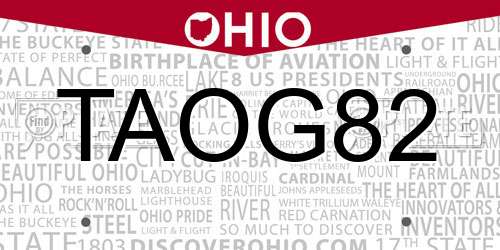 TAOG82 Ohio License Plate