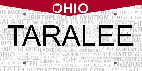 TARALEE Ohio License Plate
