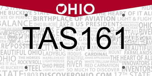 TAS161 Ohio License Plate