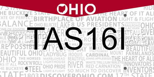 TAS16I Ohio License Plate