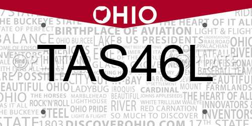 TAS46L Ohio License Plate