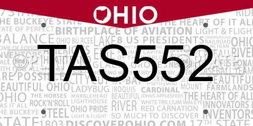 TAS552 Ohio License Plate