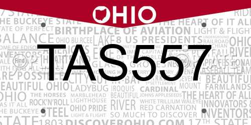 TAS557 Ohio License Plate