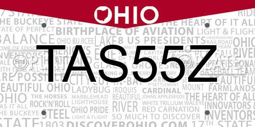 TAS55Z Ohio License Plate