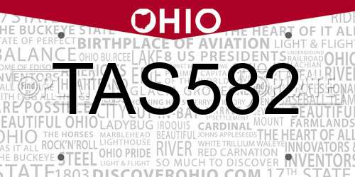 TAS582 Ohio License Plate