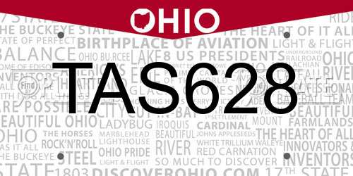 TAS628 Ohio License Plate