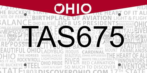 TAS675 Ohio License Plate