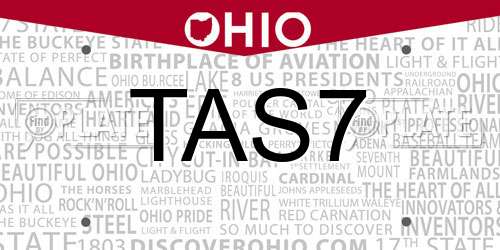 TAS7 Ohio License Plate