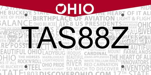 TAS88Z Ohio License Plate