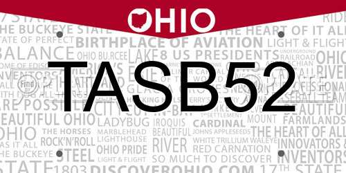 TASB52 Ohio License Plate