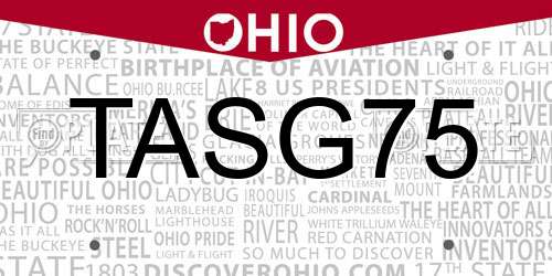 TASG75 Ohio License Plate