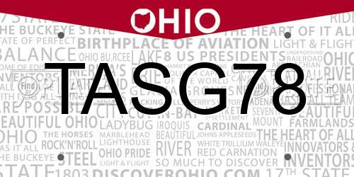 TASG78 Ohio License Plate