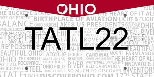 TATL22 Ohio License Plate