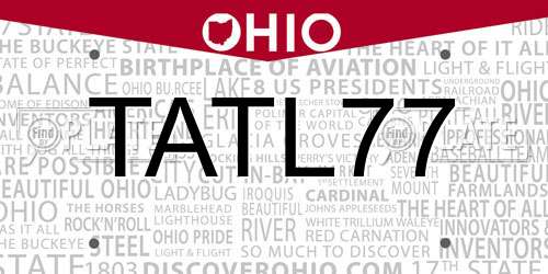 TATL77 Ohio License Plate
