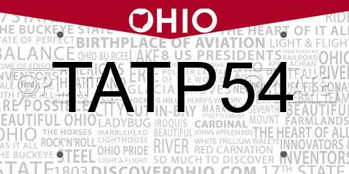 TATP54 Ohio License Plate