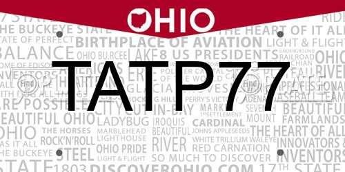TATP77 Ohio License Plate